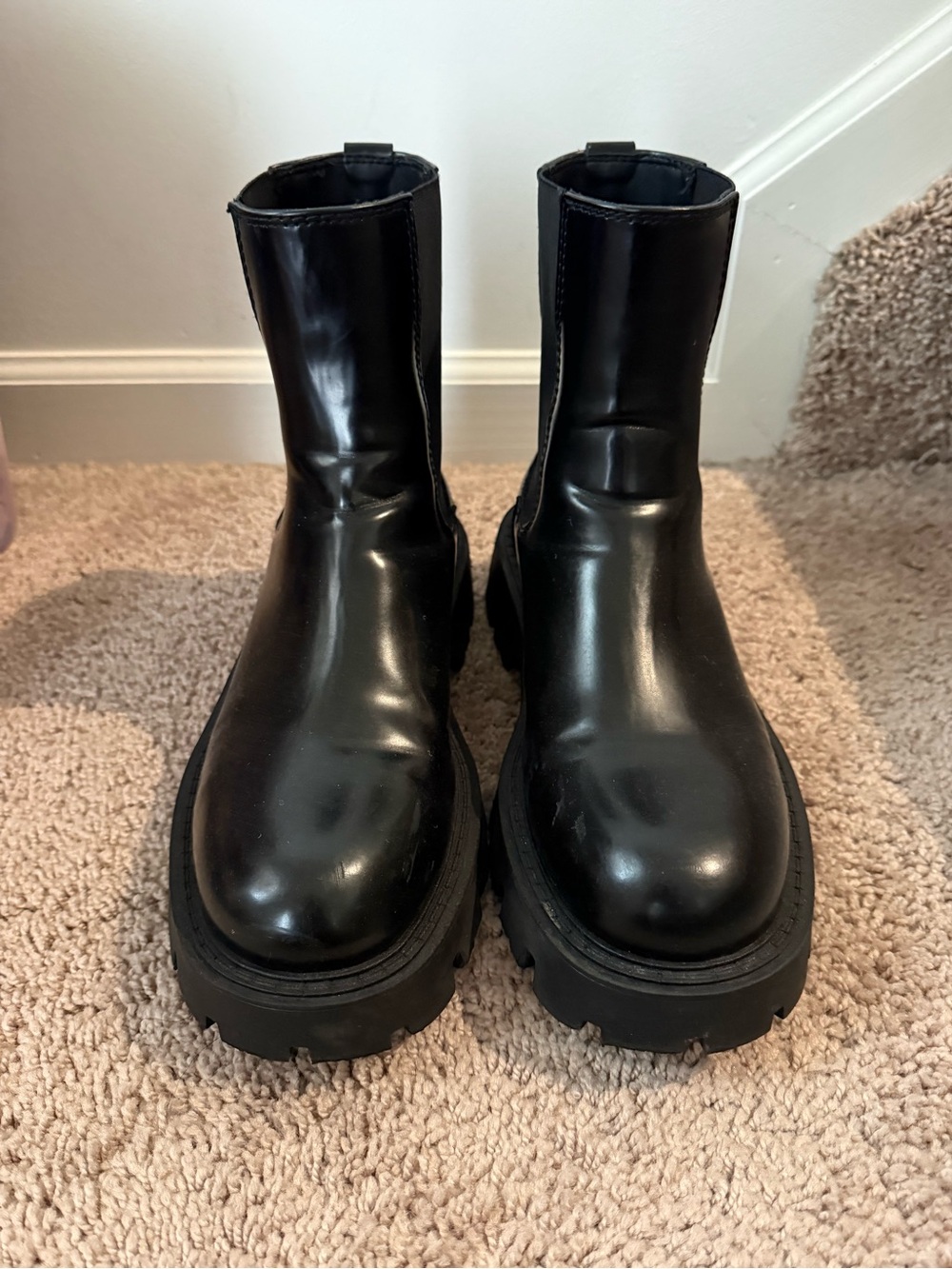 Zara Black Lug-Sole Chelsea Boots
